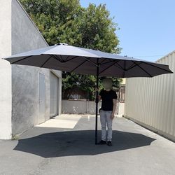 (New) $95 Large 15 FT Double Sided Umbrella Outdoor Patio, Red or Tan color (Weight base not included) 