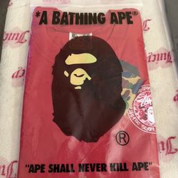 BAPE SHIRT red with pink (size 2XL)