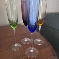 Colorful Vintage Glassware Set – Champagne Flutes, Wine & Martini Glasses (11 pcs)