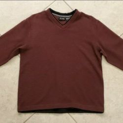 Men's Axcess Ribbed Pullover Shirt Size L Burgandy