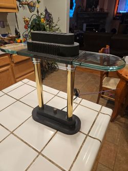 1980's Vintage Desk Lamp with Glass Shade