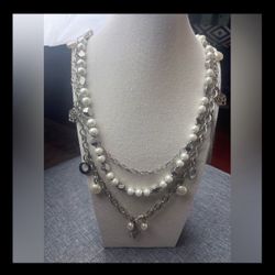 ✨ Layered Pearl & Silver Charm Necklace – NY&C – Girly, Elegant & Chic ✨