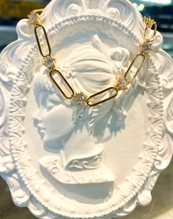 Moissanite & 18k Gold plated Sterling silver bracelet 