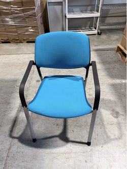 Coalesse (Steelcase) Blue Stacking Guest Chairs with Arms — 7 Available