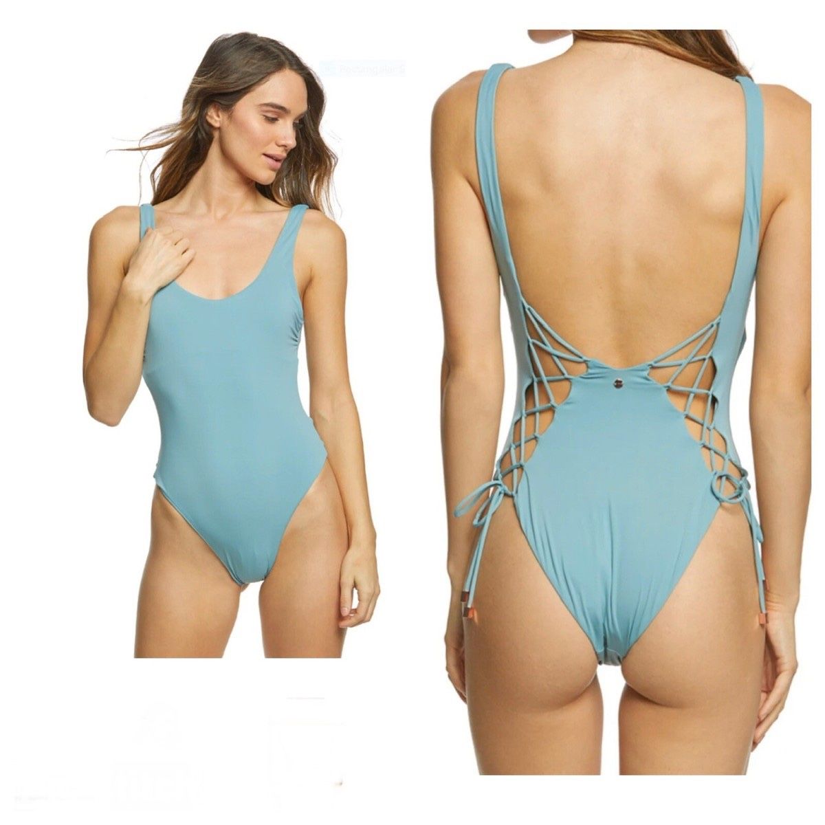Radio Fiji Lace up Teal One Piece Swimsuit