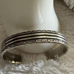 Vintage Handmade Heavy Sterling Cuff Bracelet