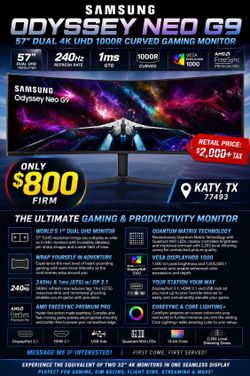 🔥🖥️ SAMSUNG ODYSSEY NEO G9 57” DUAL 4K CURVED GAMING MONITOR 🖥️🔥