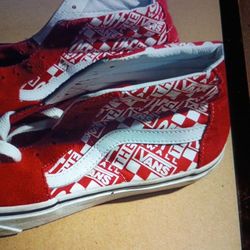 VANS MENS "OFF THE WALL" SK8-HI RACING RED SKATE SHOES. VN0A32QG3 B