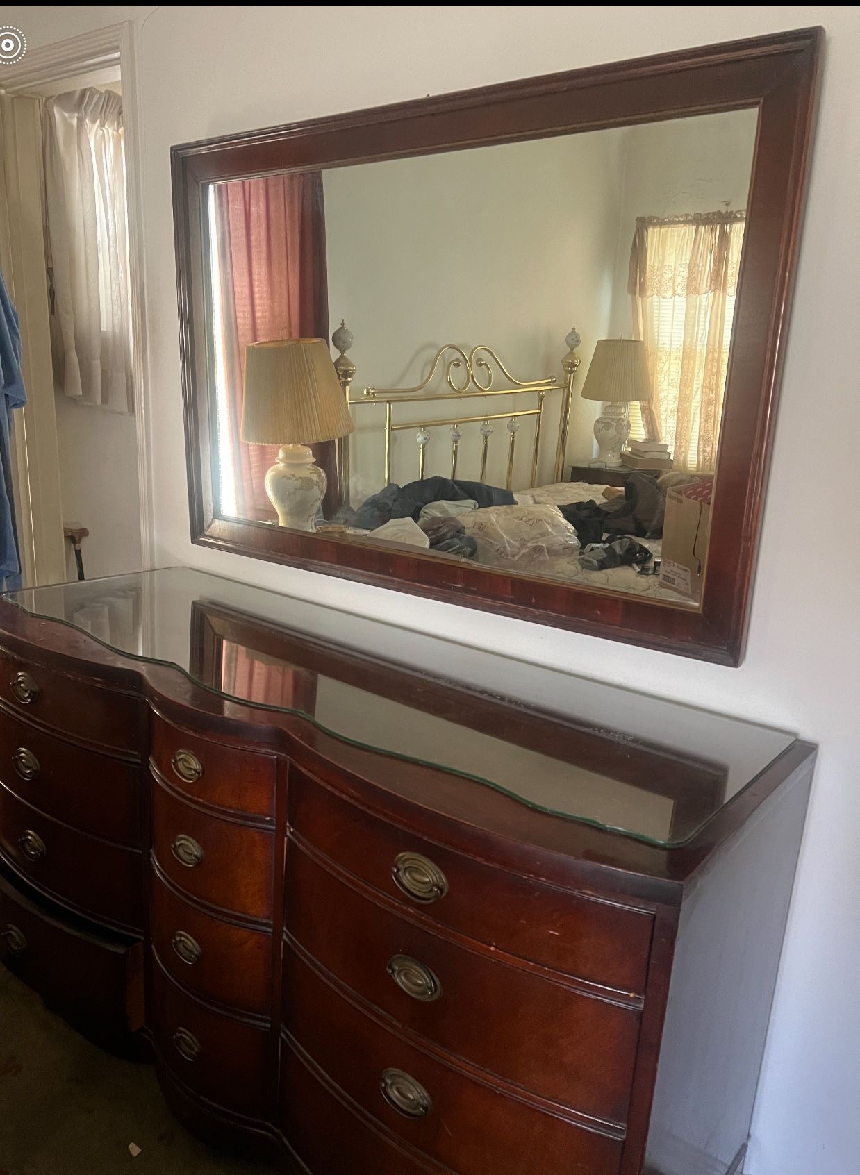 Mahogany Vintage Dresser + Mirror - Solid Wood -l
