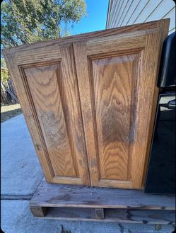 Set of 2 Solid Wood Storage Cabinets – $50 for Both