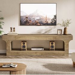 MM0022 63-Inch TV Stand for 75-Inch TVs, Farmhouse TV Console with 2-Tier Open Storage Shelves, Entertainment Center Television Stand for Living Room 