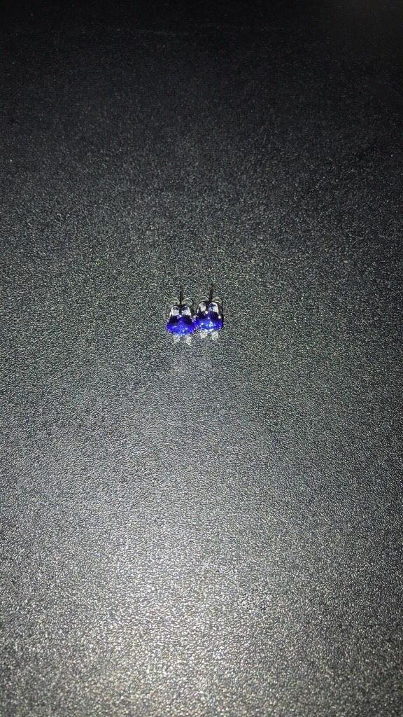 925 Silver Genuine Tanzanite Stud Earings