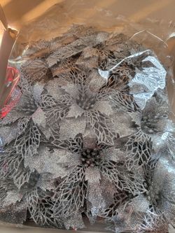 24 Poinsettia Glitter Flower