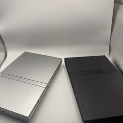 PlayStation 2 Slim Bundle (Silver & Black) – Tested – Great Condition!