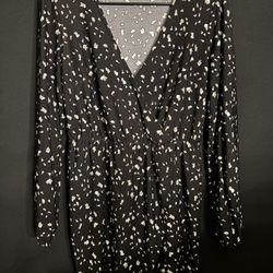 Forever 21 Black & White Printed Long Sleeve Dress