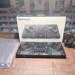 Pioneer DJ DDJ-FLX10 4 Deck Professional Controller ~ Headphones & Dust saver 