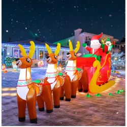 12ft Santa With Reindeer New In Box $75