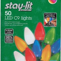 Sylvania Stay-Lit LED Plastic Multicolored Faceted C9 Lights - 50 Count