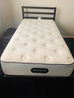 Beautyrest Twin xl Mattress and Metal Bed Frame.