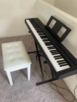 Piano - Yamaha P-71 88-Key Weighted Digital Piano + Stand + Padded Bench – Complete Setup