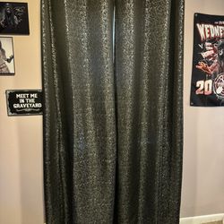 Black And Silver Curtains 52 X 63 Two Panels