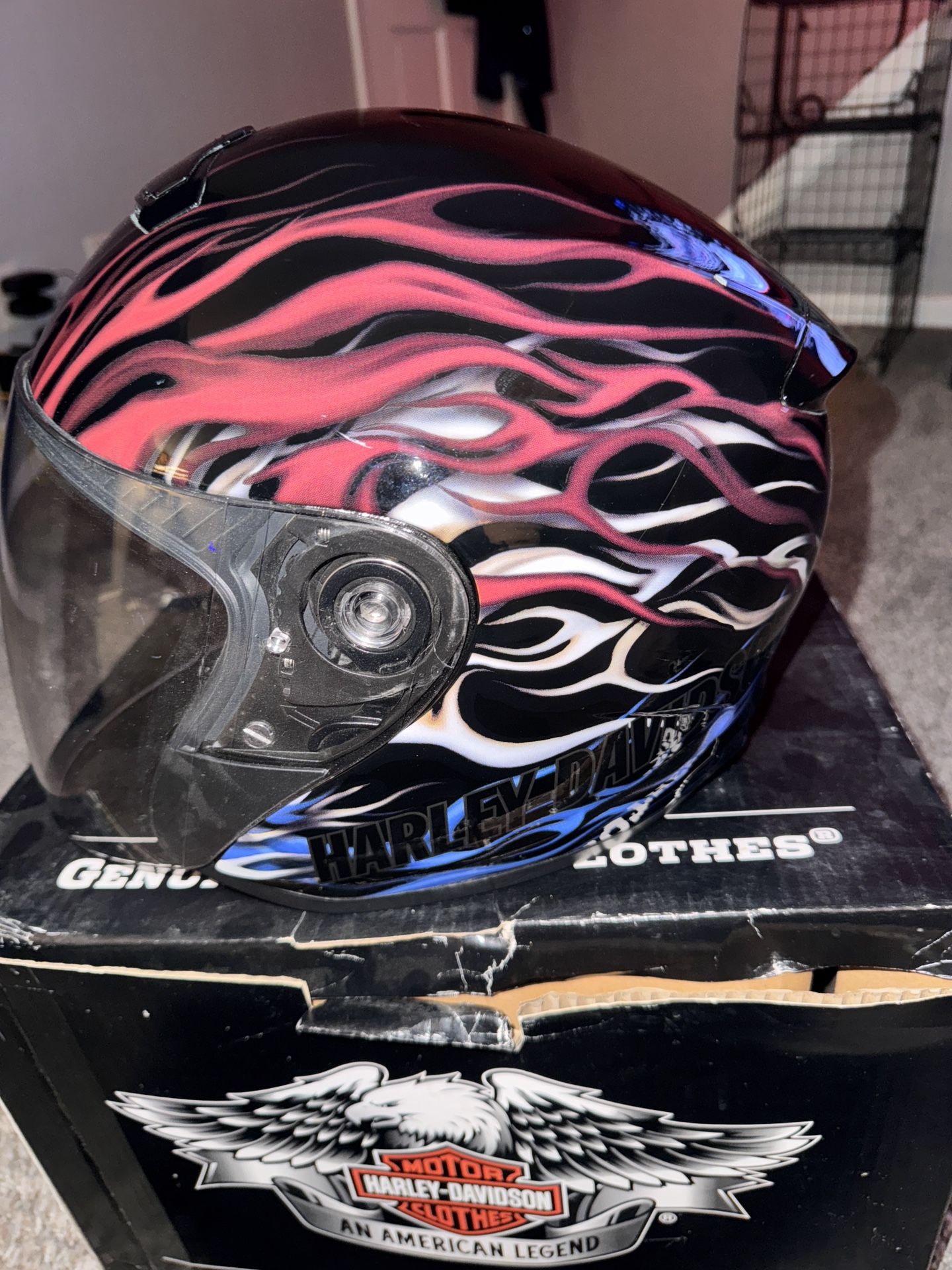Harley Davidson Red White & Blue Flame Helmet
