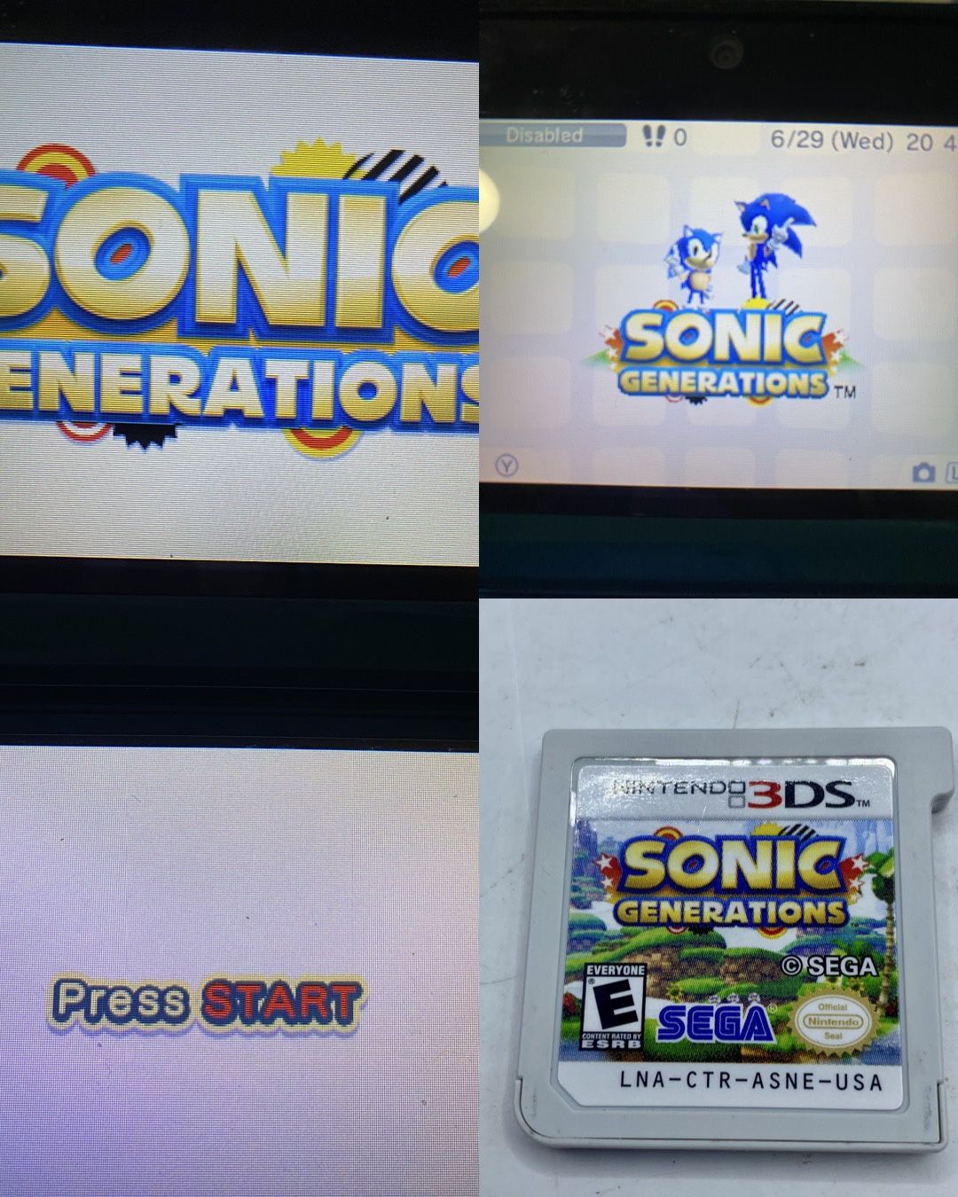 Sonic Generations (Nintendo 3DS, 2011) Cartridge Only - TESTED & WORKS Authentic