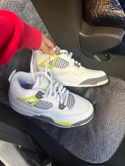 Air Jordan 4 White Neon Yellow Sneakers