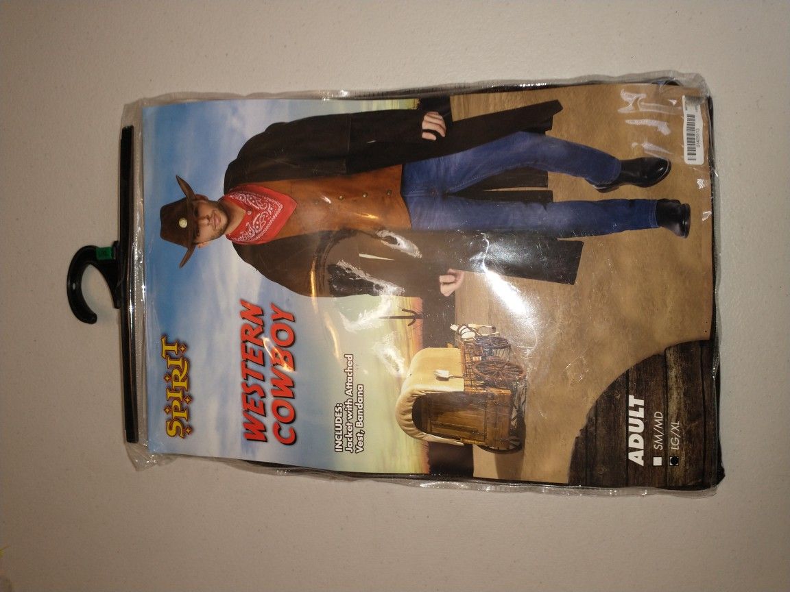 Western cowboy size large costume / dress up jacket with attached vest & bandana