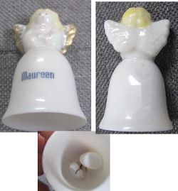 BELL ANGEL WITH MAUREEN ON IT Mini 2" angel bell