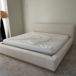 King Size Beige Boucle Bed Frame 