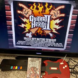 Playstation 2 Guitar Hero II Gibson SG Red Octane Wired Controller PS2 W/ Game 