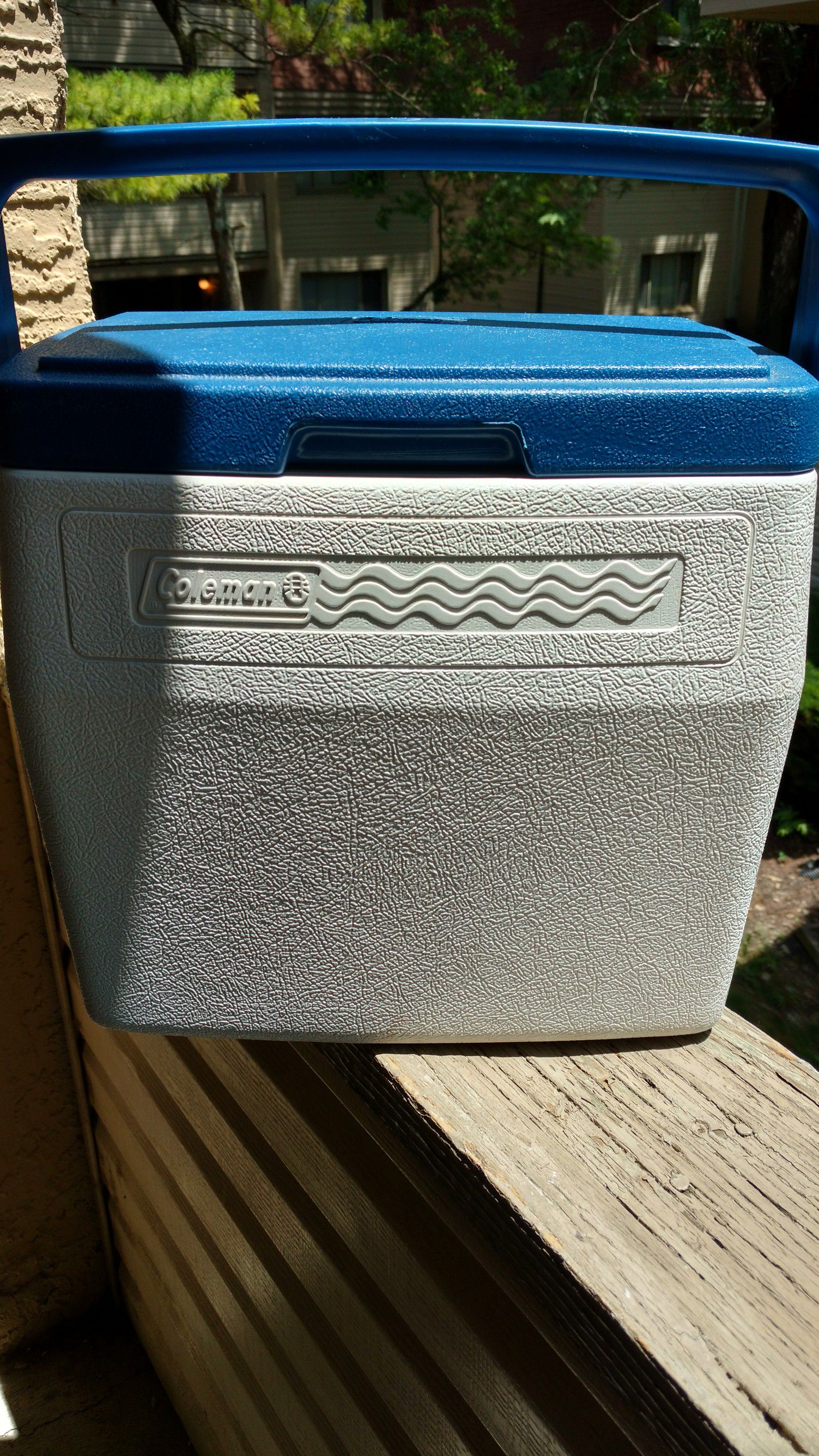 Coleman blue and white personal cooler