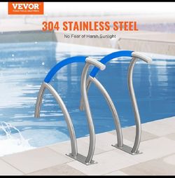 Set Of 2 New Other VEVOR Stainless Steel 30” x 30” Pool Handrails W/ Base Plate