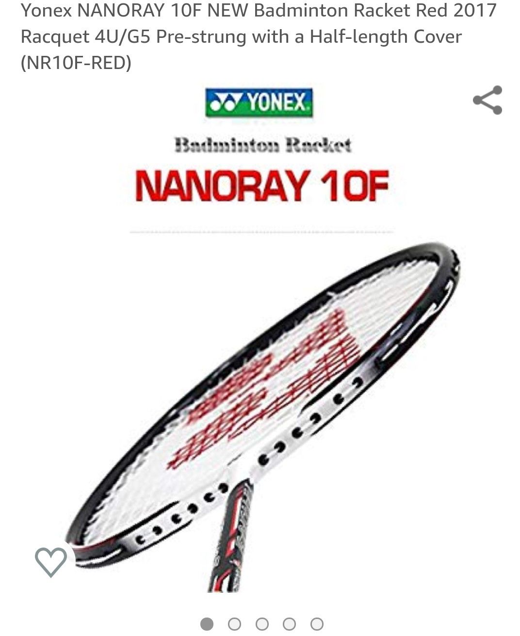Yonex NANORAY 10F NEW Badminton Racket Red Racquet 4U/G5 Pre-strung with a Half-length Cover (NR10F-RED)