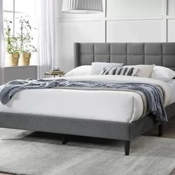 Full Grey Platform Bed With Ortho Mattress Included!!