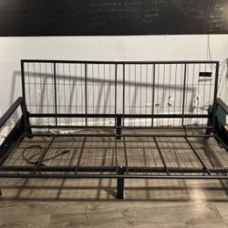 ( Like New) Queen Futon Mattress And Metal Frame 