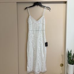 Lulus White Sequin Embroidered Sleeveless Midi Dress (S, NWT)