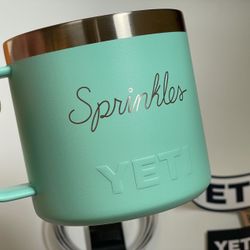 SPRINKLES YETI 14oz RAMBLER Mug Double Wall Limited Ed. Cup Cupcake Book Seafoam