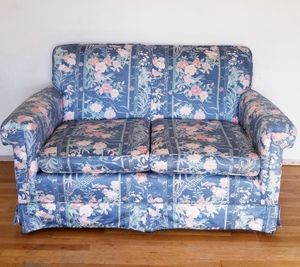 Photo Couch Floral Small Love Seat Couch Blue Pink Small Space Tiny House
