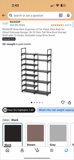 ROJASOP 8-Tier Metal Shoe Rack Organizer