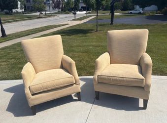Upholstered Accent Chairs with golden texture fabric
