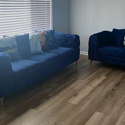 Velvet Navy Blue Sofa