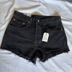 Levis premium high rise Black Denim Shorts size 30