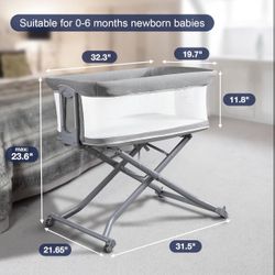 Derson Baby Bassinet, All Mesh Baby Bassinet with Wheels, Safe Bassinet, Included Mattress, Adjustable Height Baby Bassinets for Infant Newborn Girl B