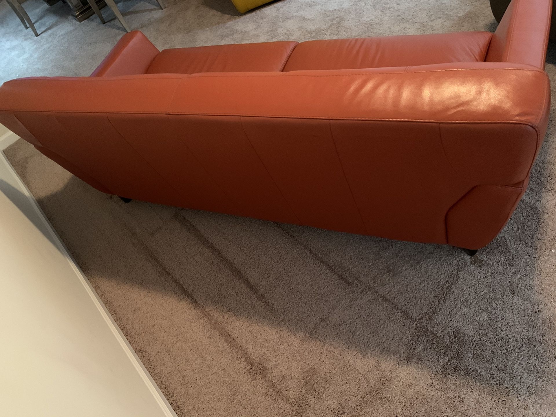 Orange leather couch