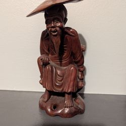Chinese Hand Carved "Farmer Or Fisherman"