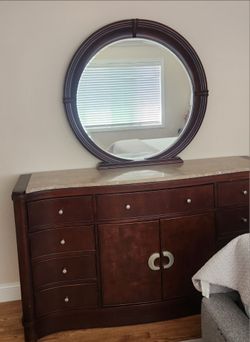 Dresser with marble top  and mirror