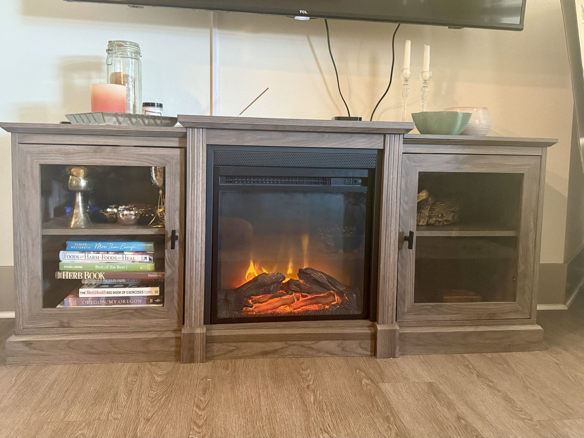 Electric Fireplace – Mantle, TV stand, storage,...