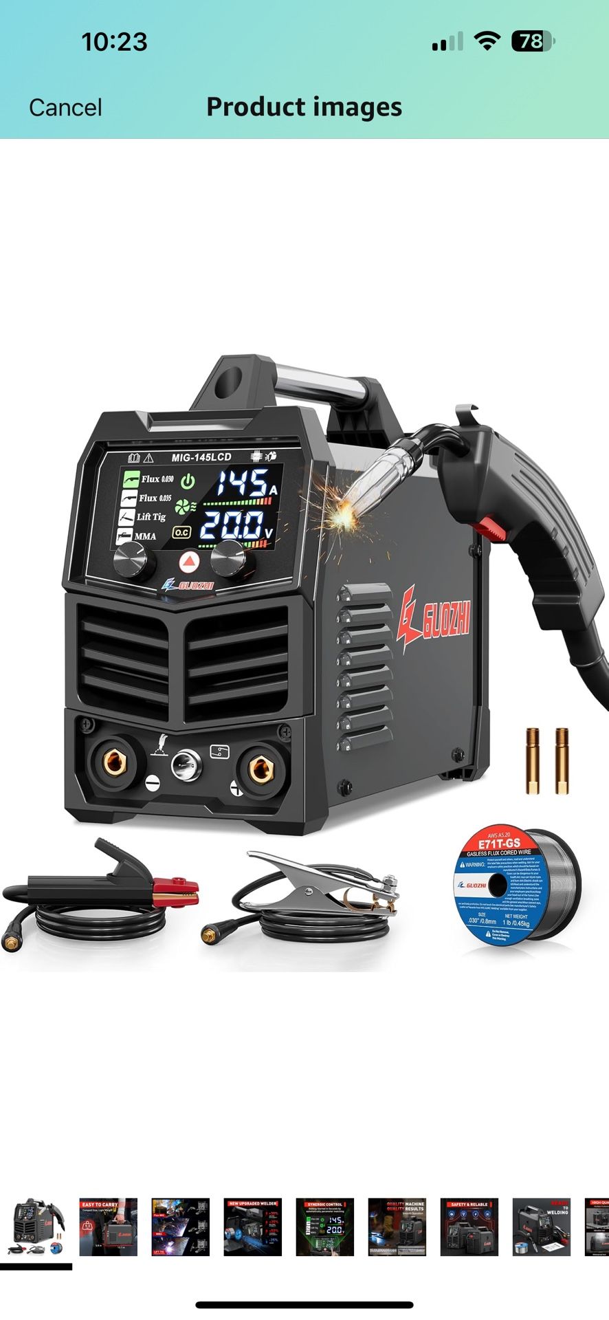GZ GUOZHI 145A MIG Welder, 3 in 1 Welder FLUX MIG/Lift TIG/ARC Multi-Process Mig Welder, 110V Welding Machine, Flux Core Welder Welder Machine 110v wi
